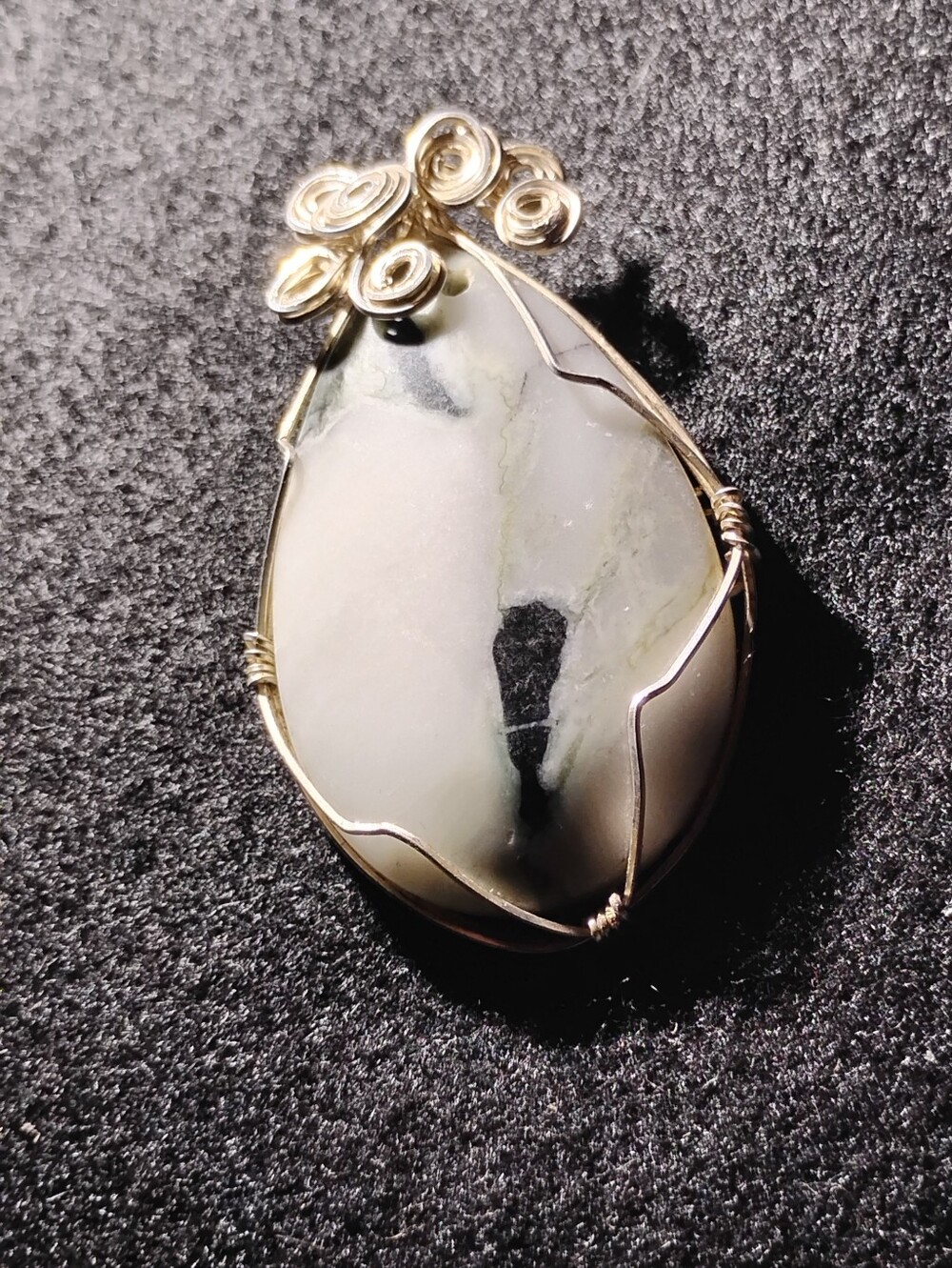 Hand-crafted Dendritic Opal Teardrop-shaped Pendant